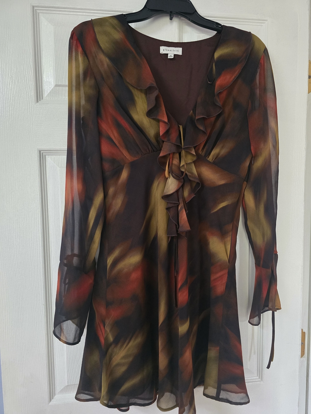 Rina diMontella Autumn Ruffle Wrap Dress - Brown Multi